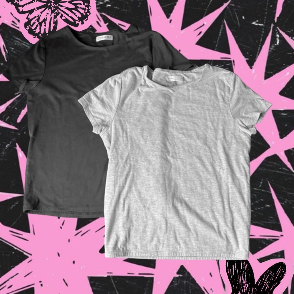 Stylish Women's Gray and Black Crop Tops